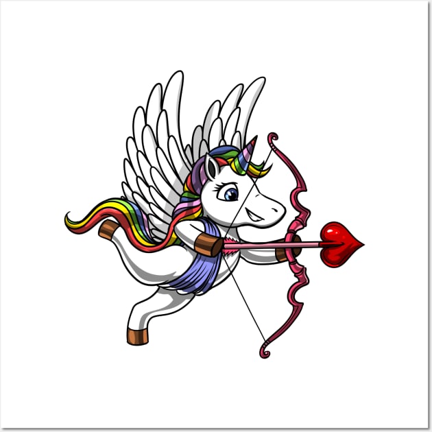 Unicorn Valentines Day Cupid Wall Art by underheaven